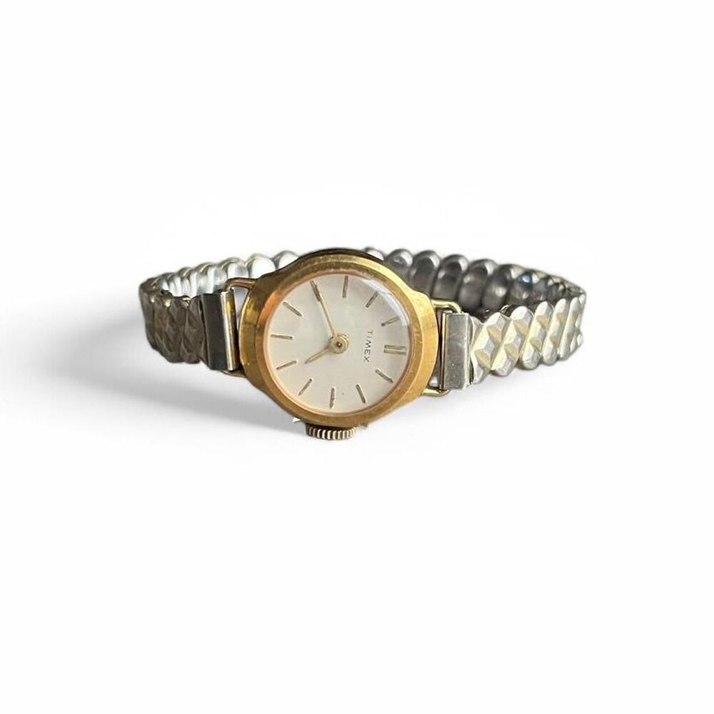 Vintage Gold & Silver Mixed Metal TimeX Flexible Antique Watch
